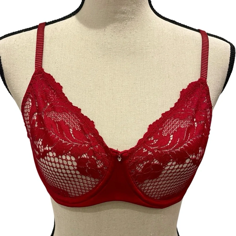Le Mystere Allure Lace Unlined Red Bra - Picture 3 of 7
